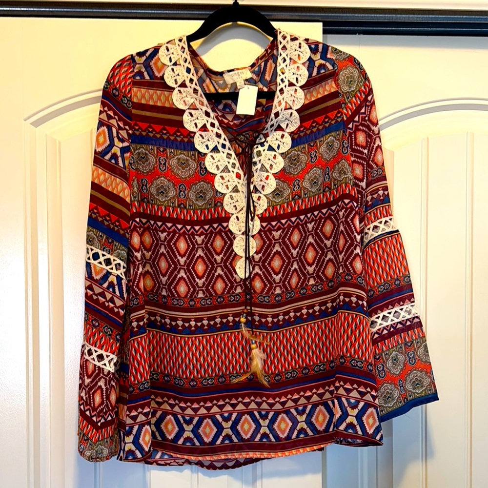 Umgee Western Lace Up Blouse